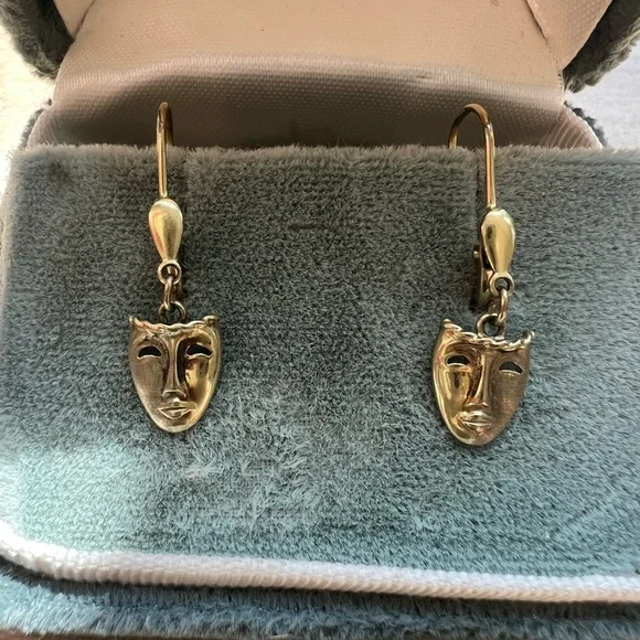 Vintage 8k Gold Face Earrings – Marked 333 - Picture 1 of 2